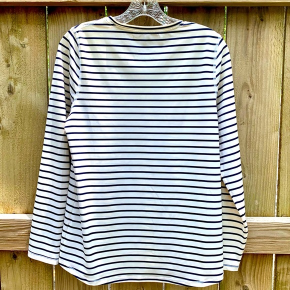 L.L. Bean UPF 50+ Sun and Swim Shirt - White/Navy Stripe - Picture 2 of 6
